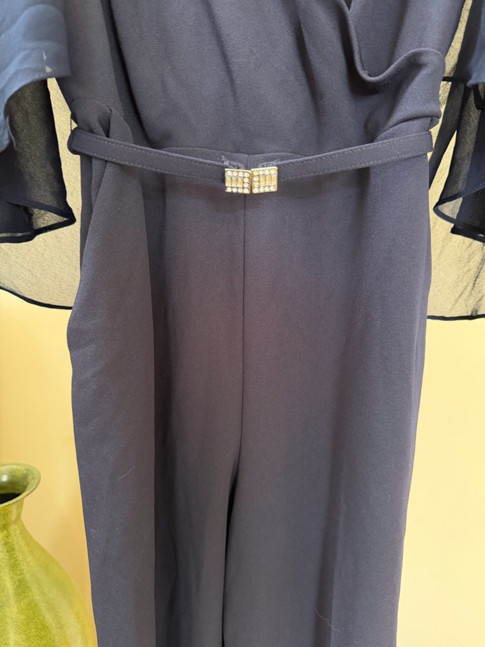 Lauren Ralph Lauren Navy Cape Sleeve Jumpsuit Size 10 NWT Elegant - Picture 2 of 14
